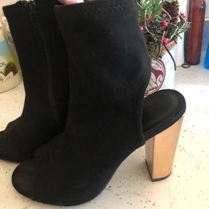 Zip up suede sock booties